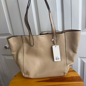 Le Miel taupe faux leather double handle shoulder purse